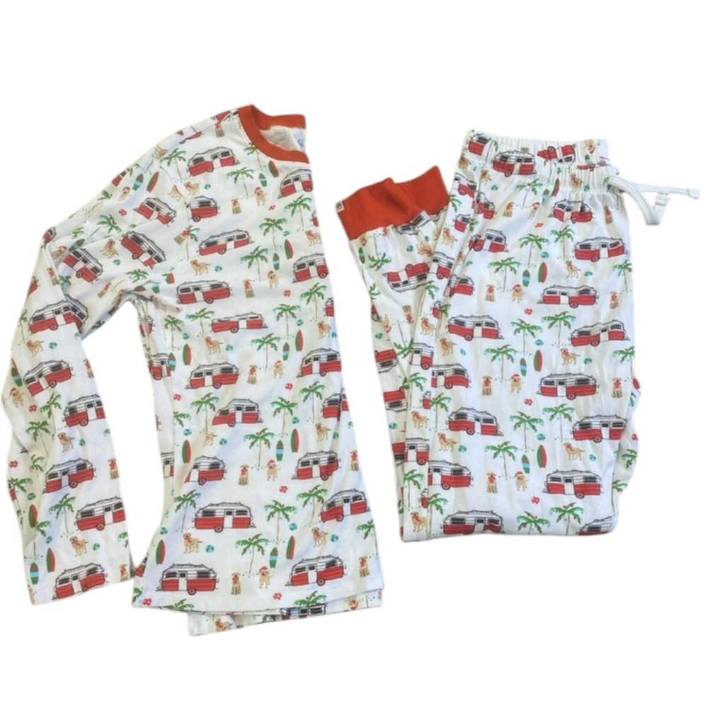 Women’s The Honest Baby Pajama Set Christmas Camper Dog Palm Tree size M